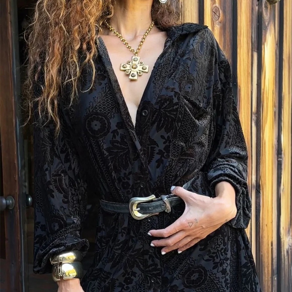 12th Tribe Black Long Sleeve Dress
